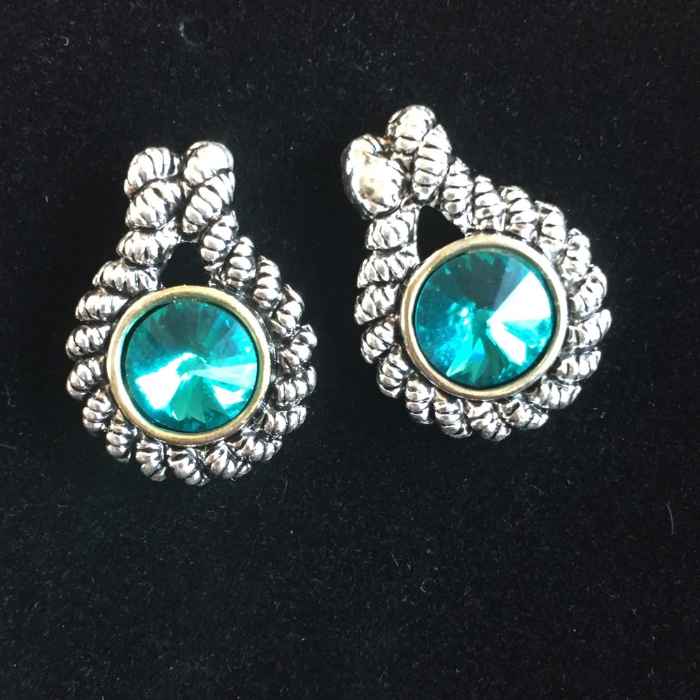 Coco Carmen Drop Earrings Silver w/ Blue Crystal